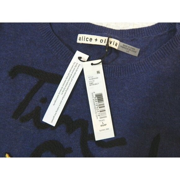 Alice + Olivia Navy and Yellow Crew Neck Sweater - Picture 7 of 7
